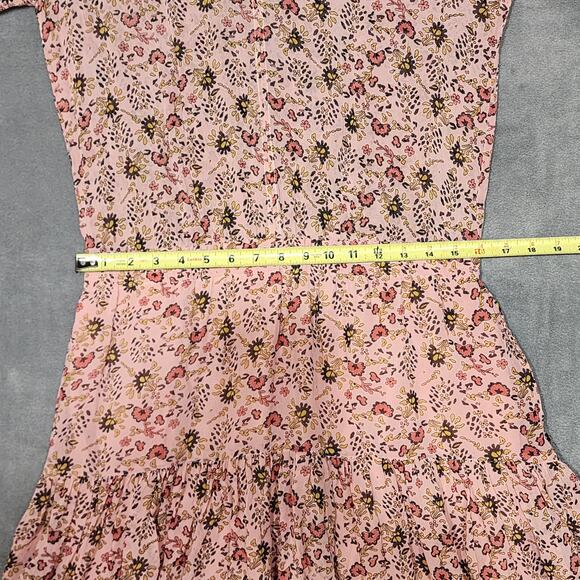 Velvet by Graham & Spencer Aubrey Printed Peasant Dress Pink Floral Print Medium - Picture 14 of 14